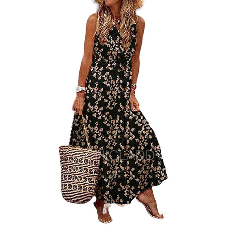 Robe sans manches imprimée de style bohème