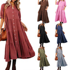 Robe décontractée boutonnée à manches longues pour femmes