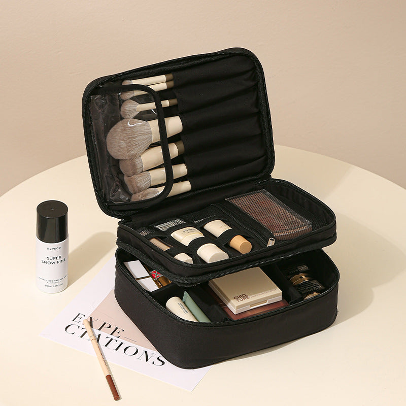 Trousse de maquillage portable en tissu Oxford avec séparateurs