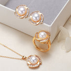 Parure Collier Bague Boucles d'Oreilles Perles
