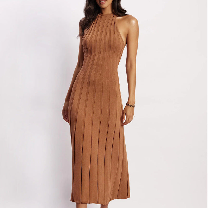 Robe plissée en tricot américain d'été pour femme
