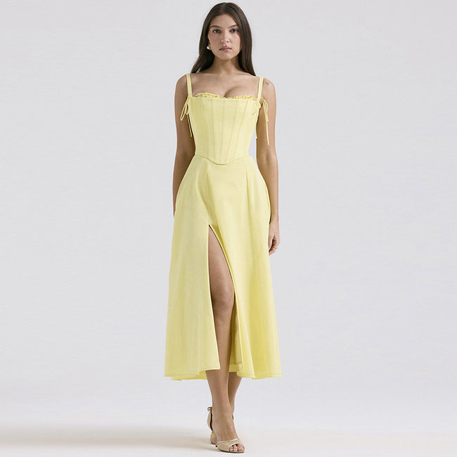 Robe à bretelles fendue élégante pour femmes Hover Image