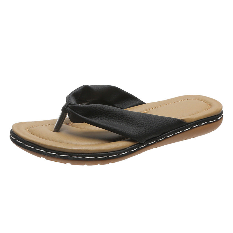 Claquettes Tongs Sandales D'Été Plates De Plage Pour Femmes À Bout Ouvert Et Nœud