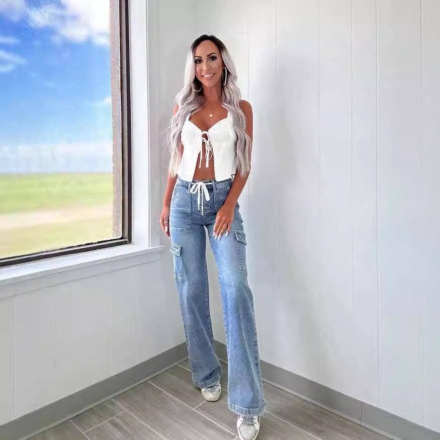 Nouveau style décontracté de jeans droits pour femmes