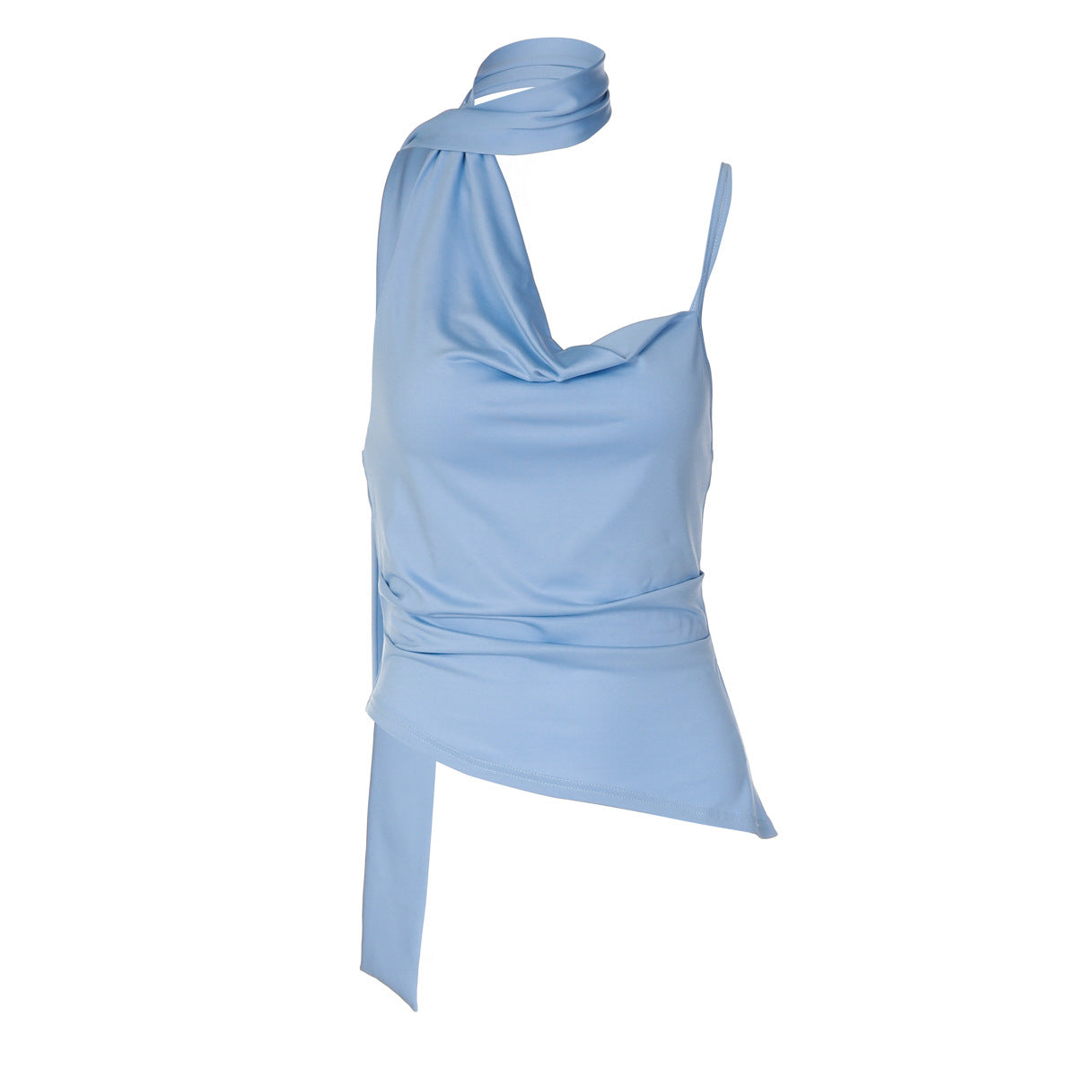 Haut bustier licou fluide uni à une épaule, style allure, pour femme