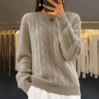 Chandail pull en tricot torsadé rétro à la mode pour femme