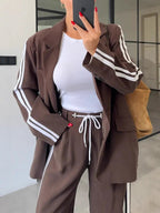 Womens Two-piece Suit Long-sleeve Jacket And Trousers Set
