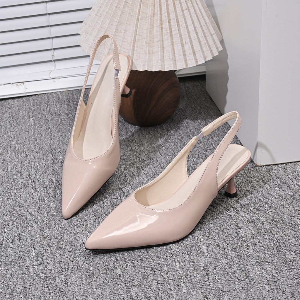 Sandales sexy pour femmes en cuir verni à bout pointu et talons aiguilles