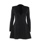 Robe élégante et sexy moulante à col en V et manches longues