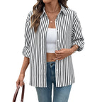 Manteau fin décontracté à rayures et manches longues pour femme