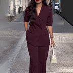 Tailleur Blazer Élégant Col V Femme