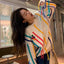 Pull Frangé Tricot Rayé Coloré Pour Femme