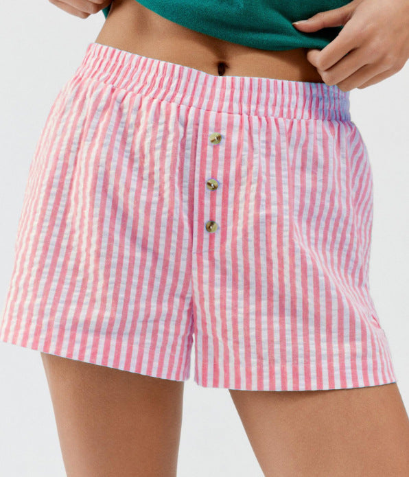 Shorts Rayés à Carreaux Décontractés pour Femmes