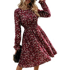 Robe longue imprimée à manches longues pour femmes