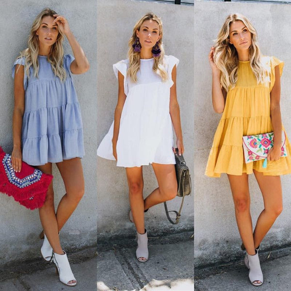 Robe mi-longue Femme Tendance Volants