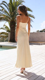 Robe fendue unie pour femme