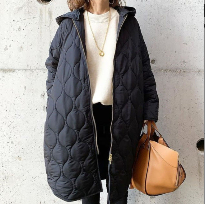 Manteau à capuche en coton à losanges, nouveau, pour femme, collection automne et hiver