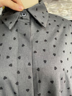 Chemise boutonnée élégante haut de gamme à imprimé cœur pour femme