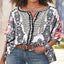 Nouveau chemisier vintage pour femmes imprimé, style folk, col rond, manches chauve-souris