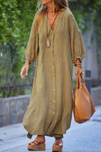 Robe Chemise Décontractée en Coton et Lin pour Femme