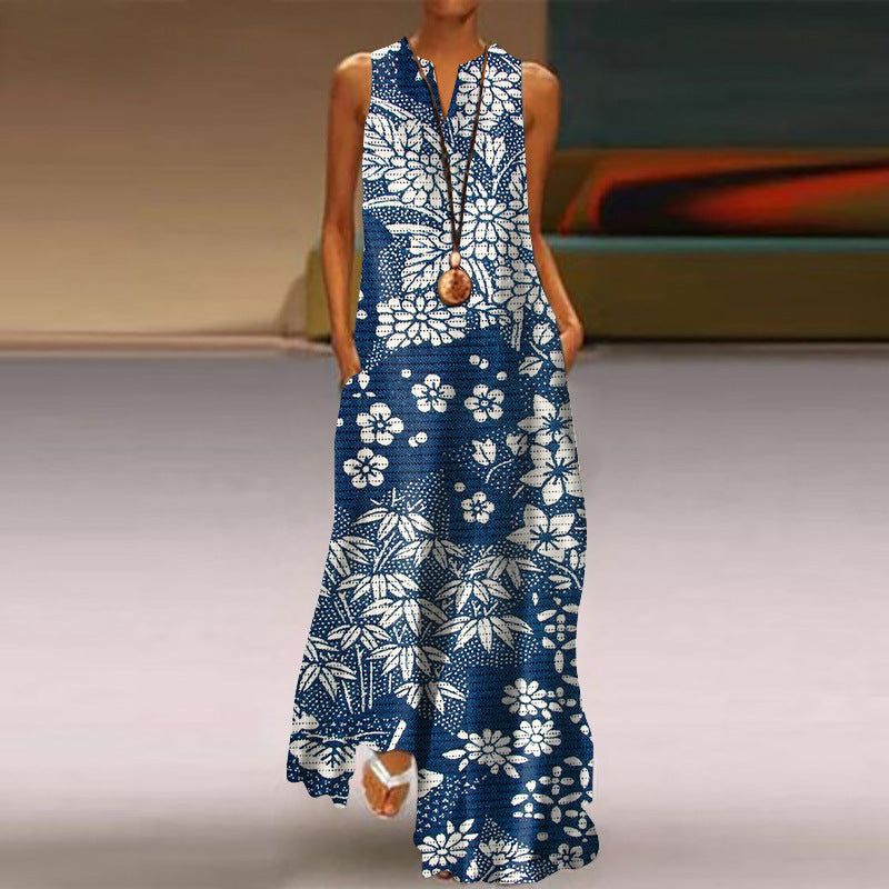Robe longue femme imprimé peint mode