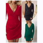 Fashion Sexy Deep V-neck Sexy Autumn Dress