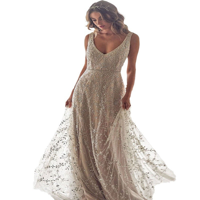 Robe Débardeur Décolleté en V Bronze